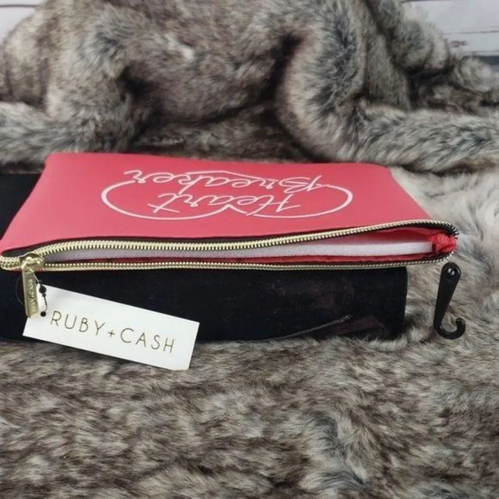 Ruby‎ + Cash Heart Breaker Makeup Pouch Red Faux Leather Cosmetic Bag RC-1593